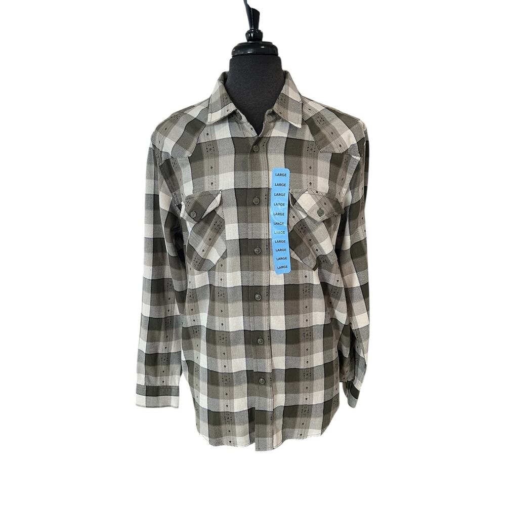 Frye NWT Jacquard Dusky Green Button Up Men's Flannel shirt Size Large